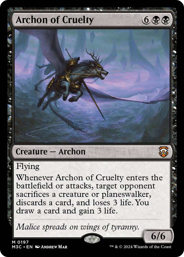 Archon of Cruelty (Ripple Foil) [Modern Horizons 3 Commander]