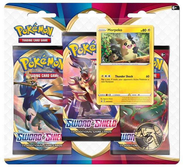 Sword and Shield Three Booster Blister- Morepeko