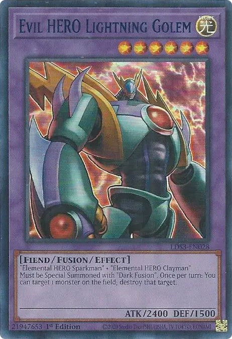 Evil HERO Lightning Golem (Blue) [LDS3-EN028] Ultra Rare