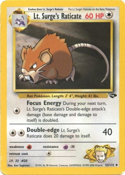 Lt. Surge's Raticate (53/132) [Gym Challenge Unlimited]